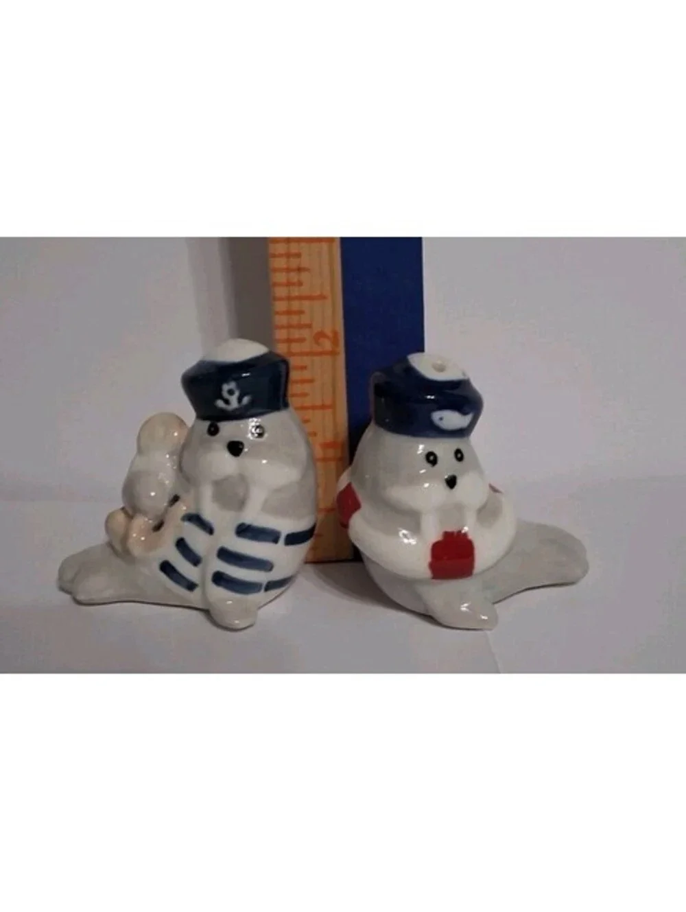 Gray Walrus Sailor Salt And Pepper Shakers, Small, NWOT